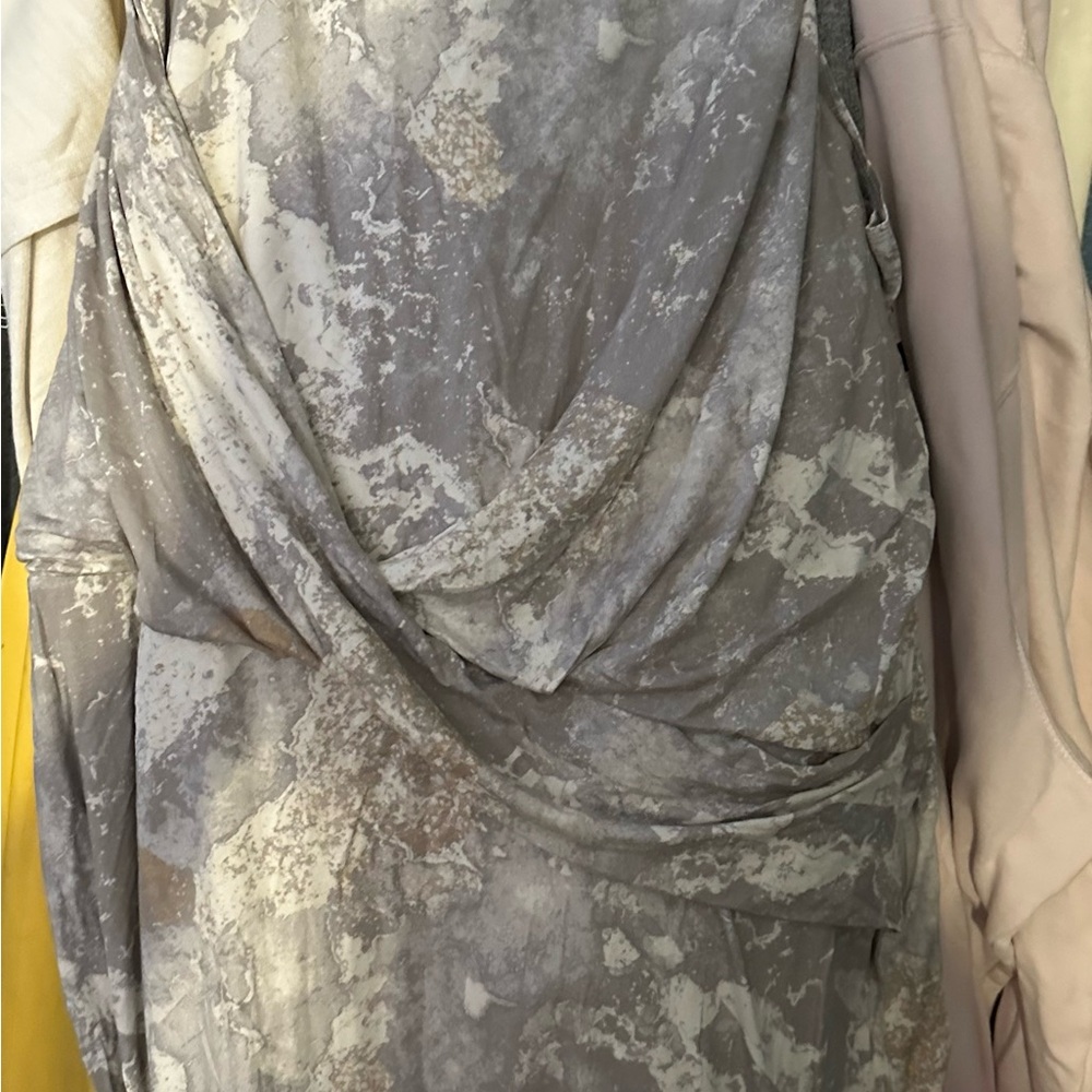 Gray Ruched Asymmetrical Cocktail Dress